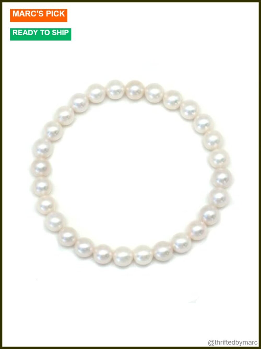 Genuine Cultured Pearl Stretch Bracelet 6mm White